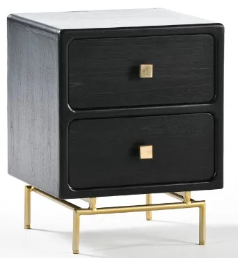 Black Bedside With Golden Trim